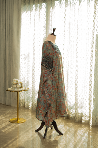 Earthen Hues Silk Kaftan with Pants