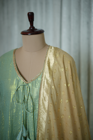 Sea Green Serenity Lurex Cotton Kurta Set