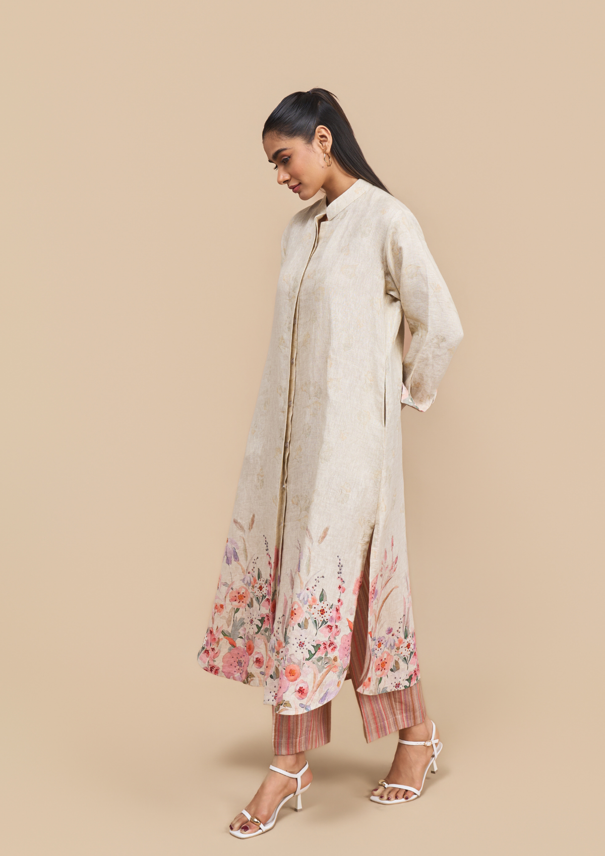 Naseebo Rosé Meadow Linen Kurta Set