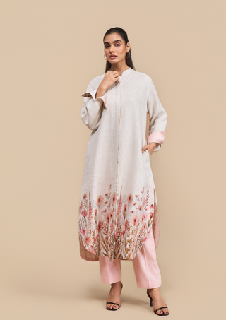 Naseebo Ellie Blush Floral Linen Kurta Set
