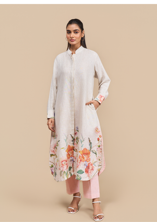 Naseebo Peone Blossom Garden Linen Kurta Set