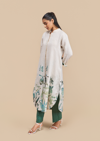 Naseebo Duke Linen Botanical Print Kurta Set