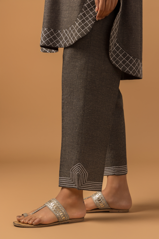 Naseebo Shadow Grid Linen Premium Co-ord Set