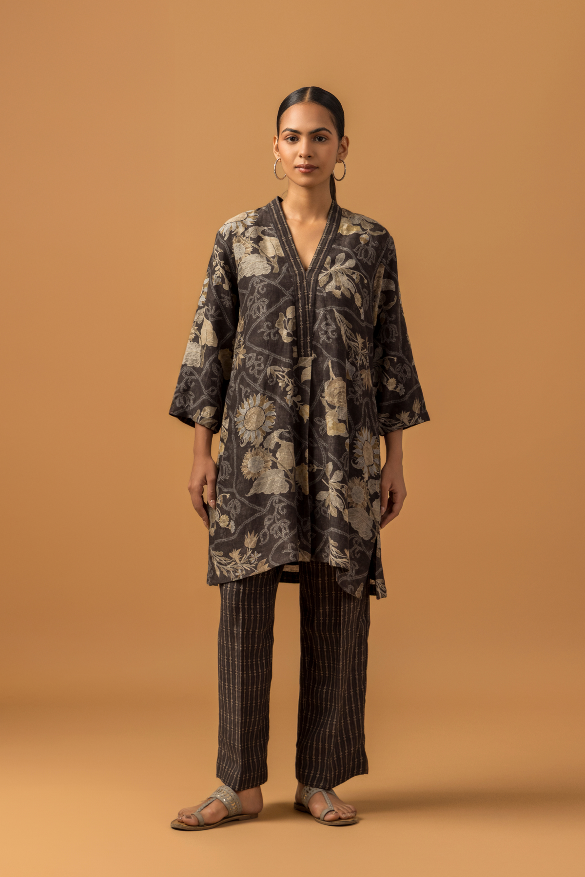 Naseebo Noir Floral Linen Co-ord Set
