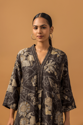 Naseebo Noir Floral Linen Premium Co-ord Set