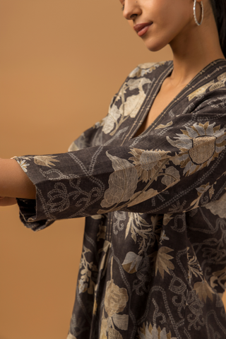 Naseebo Noir Floral Linen Premium Co-ord Set