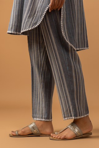 Naseebo Graphite Stripe Linen Premium Co-ord Set