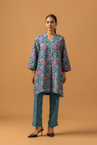 Naseebo Teal Medallion Linen Premium Co-ord Set