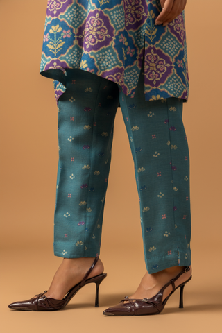 Naseebo Teal Medallion Linen Premium Co-ord Set