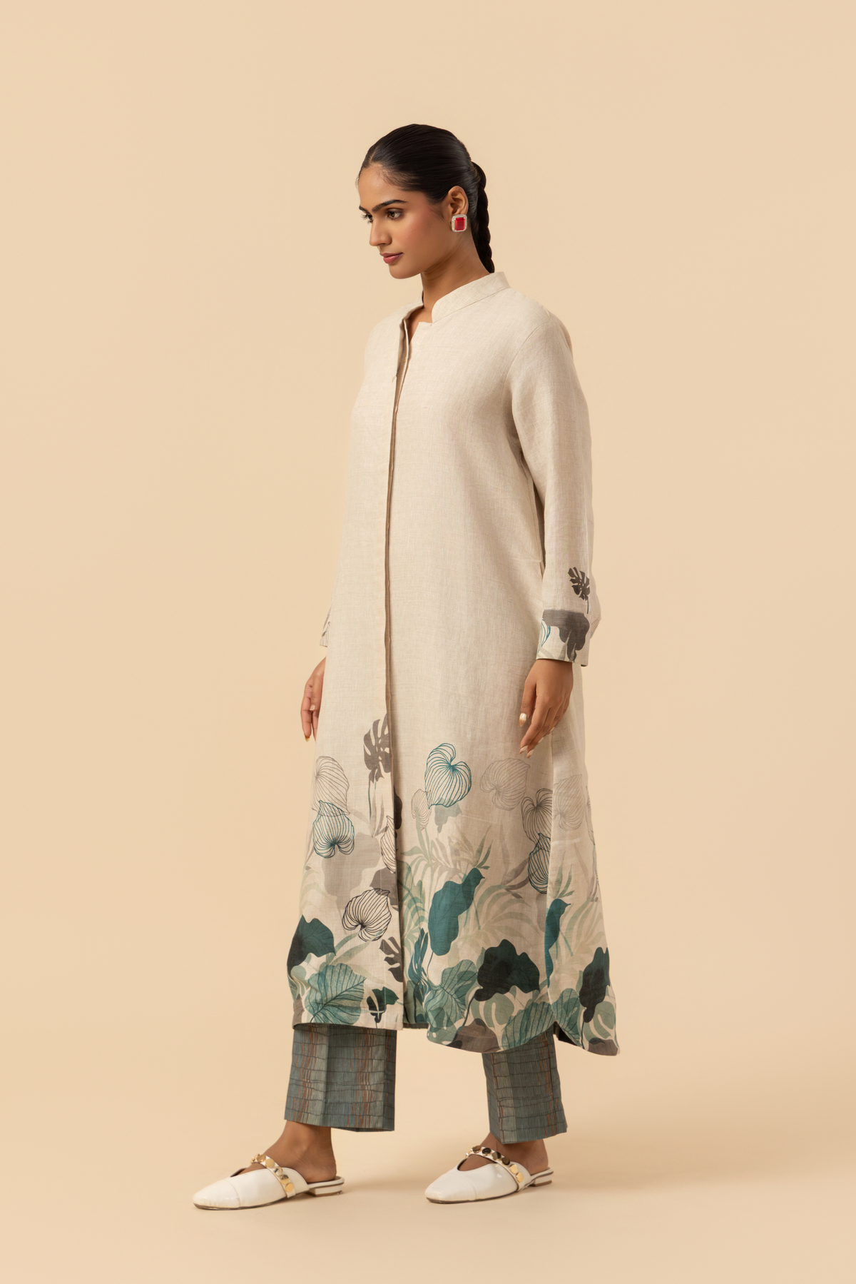Naseebo Teal Bloom Linen Co-ord Set