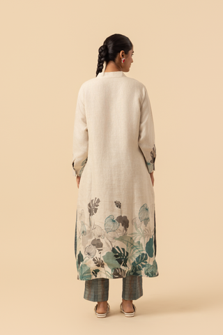 Naseebo Teal Bloom Linen Premium Co-ord Set