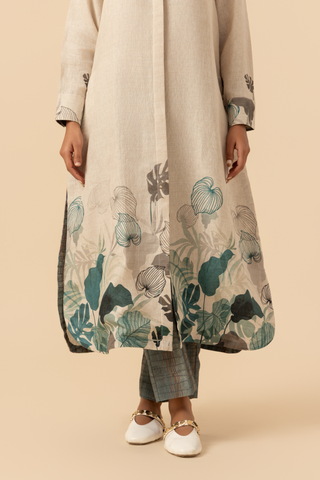 Naseebo Teal Bloom Linen Premium Co-ord Set
