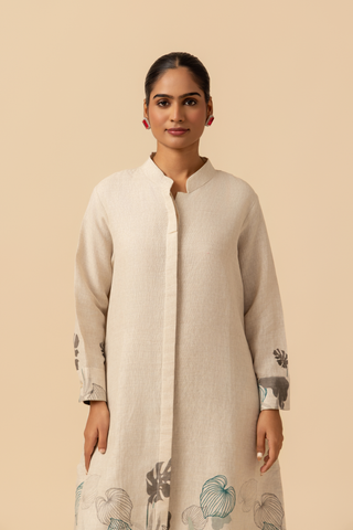 Naseebo Teal Bloom Linen Premium Co-ord Set
