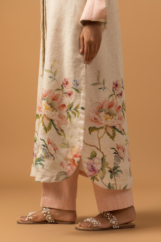 Naseebo Pearl Floral Trail Linen Premium Co-ord Set