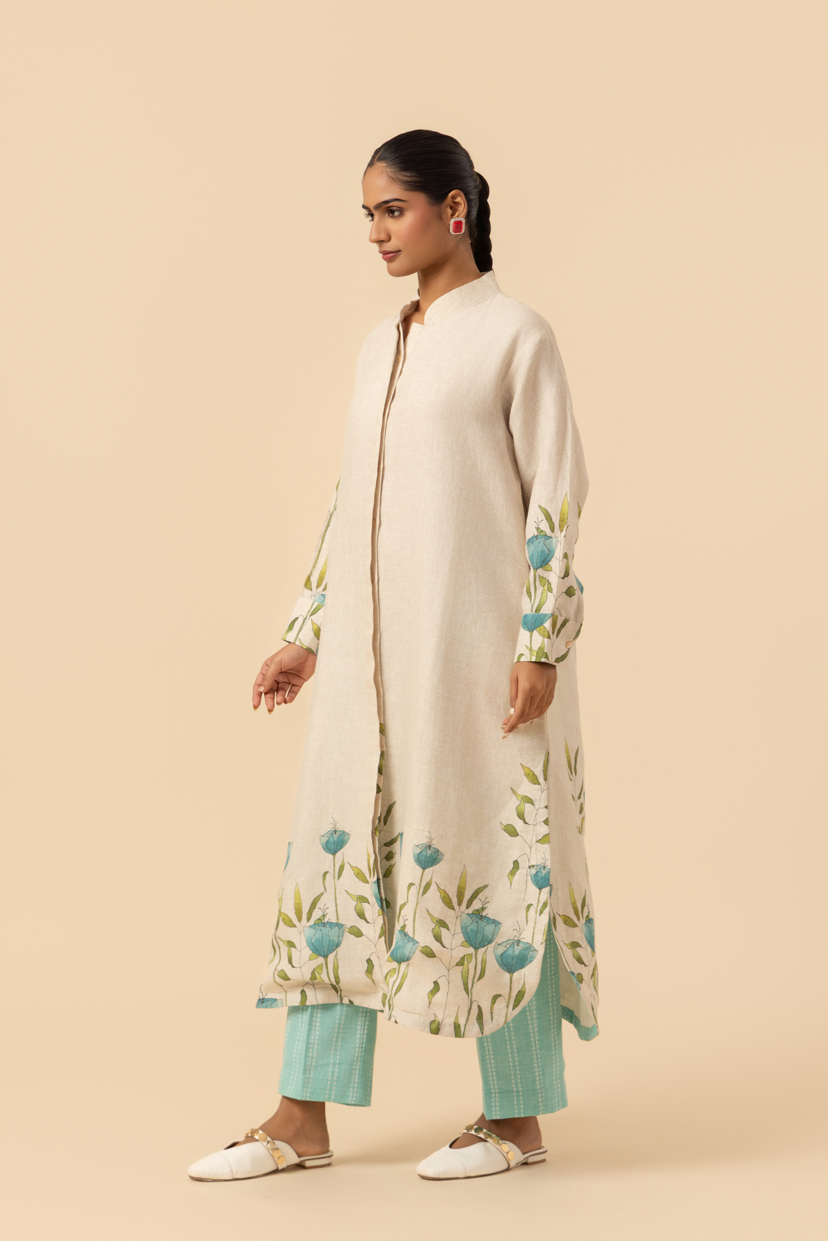Naseebo Mint Vines Linen Co-ord Set