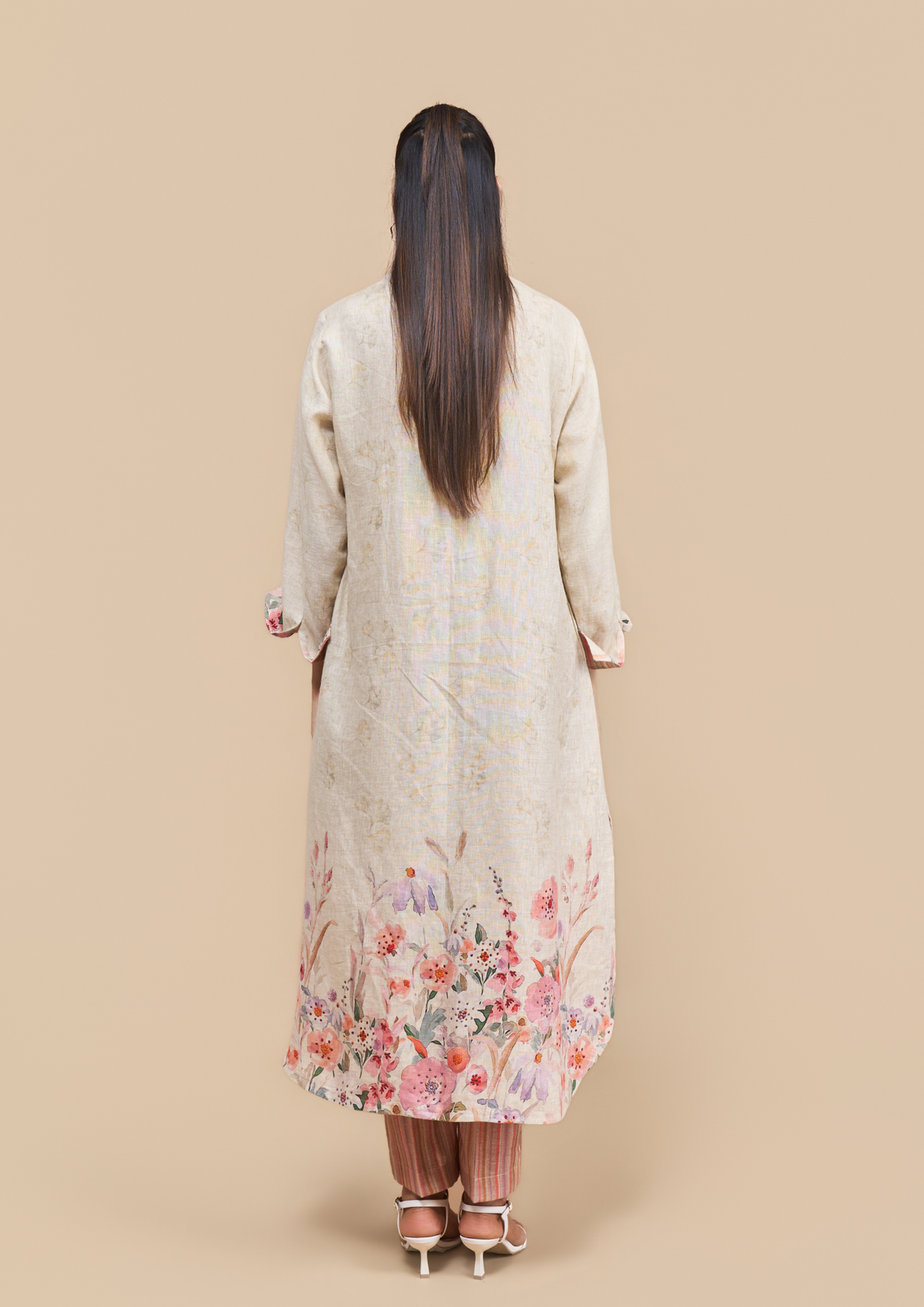 Naseebo Rosé Meadow Linen Kurta Set
