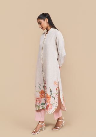Naseebo Peone Blossom Garden Linen Kurta Set