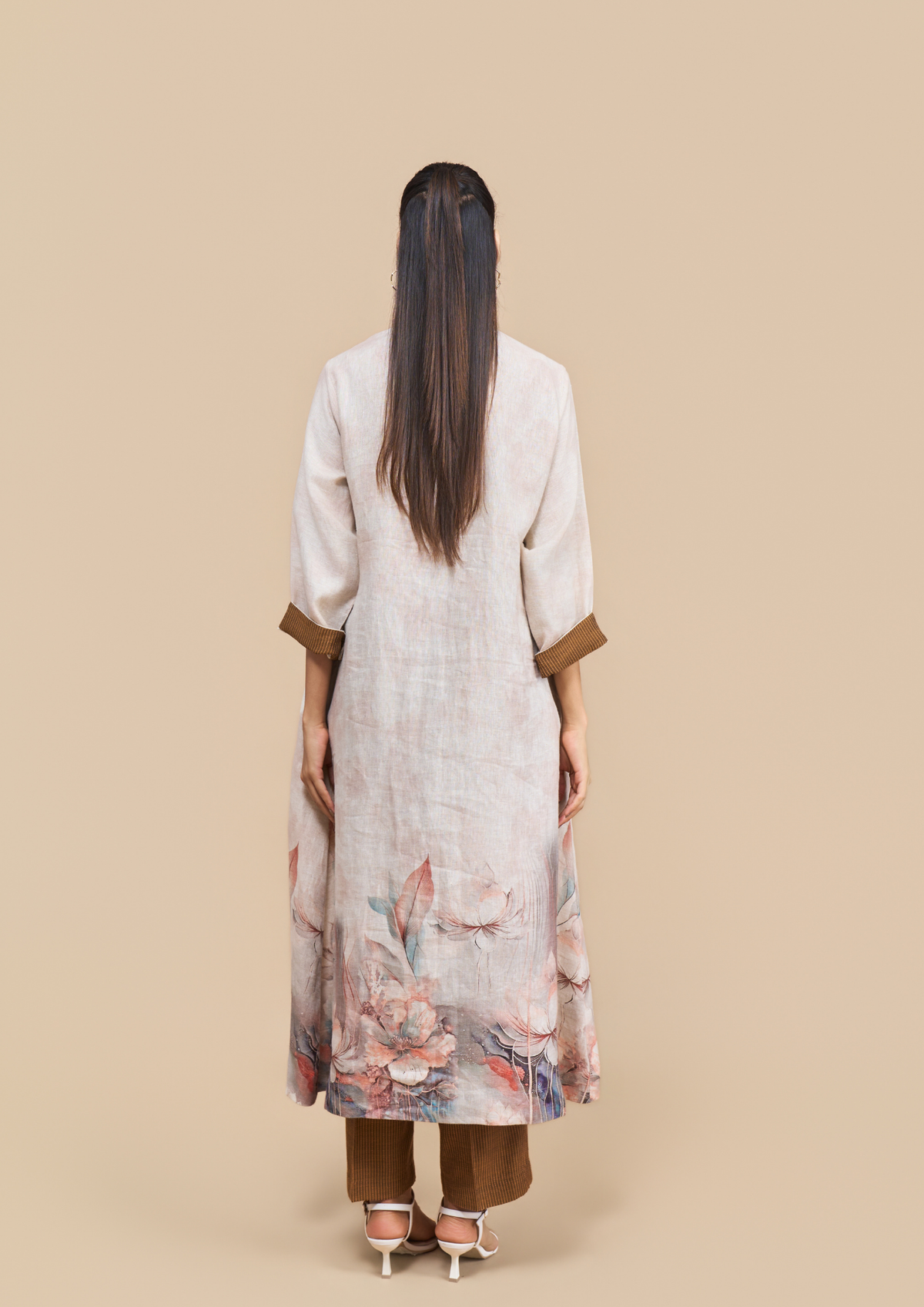 Naseebo  Autumn Bloom Linen Kurta Set