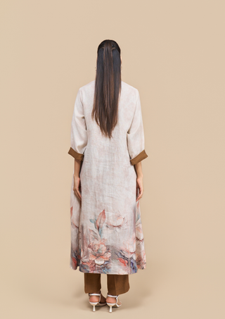 Naseebo  Autumn Bloom Linen Kurta Set