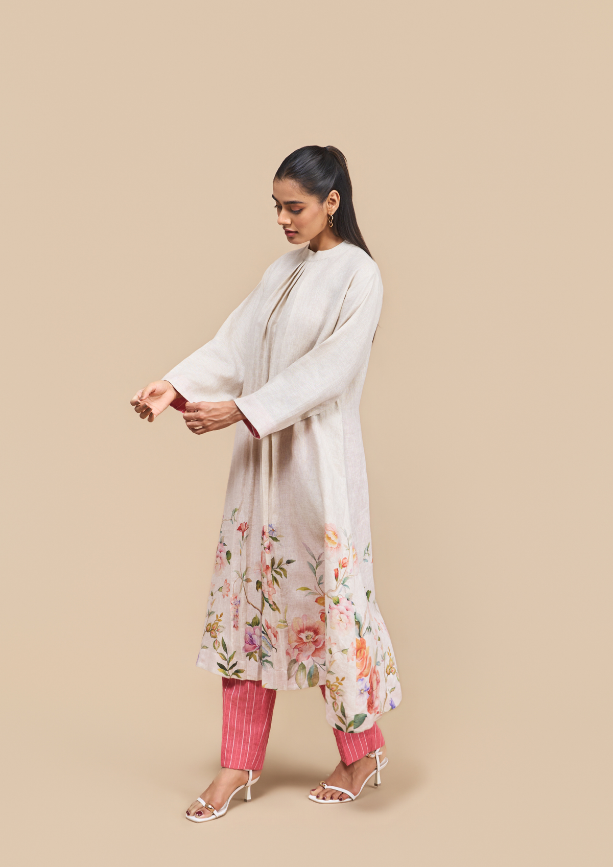 Naseebo Lunelle Floral Bloom Linen Kurta Set