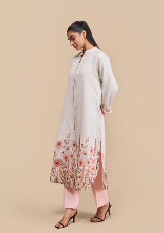 Naseebo Ellie Blush Floral Linen Kurta Set