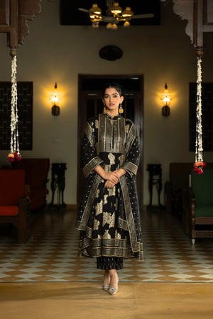 Black Luxe Anarkali Kurta Set
