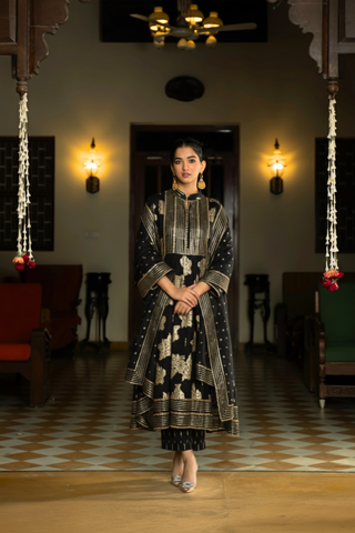 Black Luxe Anarkali Kurta Set