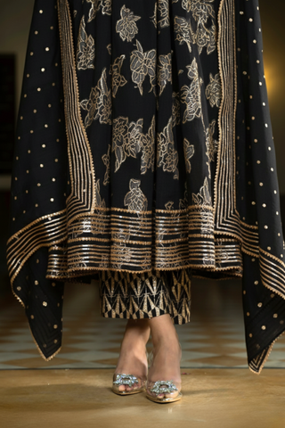 Black Luxe Anarkali Kurta Set