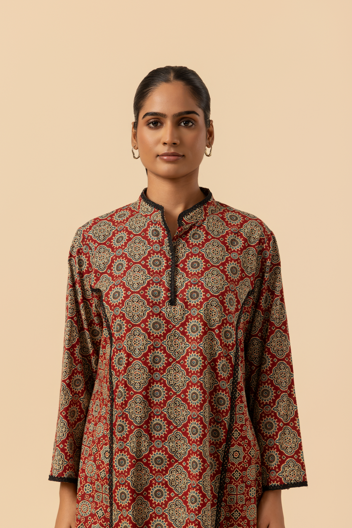 Naseebo Rustic Latticework Ajrakh Printed Farshi Coord Set