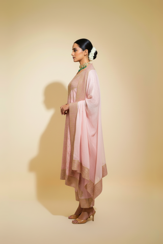 Naseebo Powder Pink Cotton Silk Lurex Kurta Set