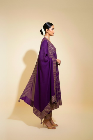 Naseebo Purple Majesty Cotton Silk Lurex Kurta Set
