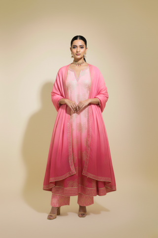 Naseebo Rani Rouge Ombre Anarkali Set