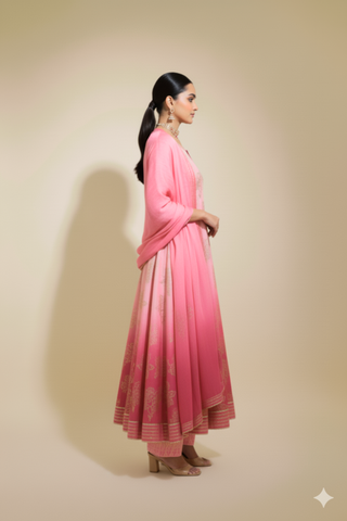 Naseebo Rani Rouge Ombre Anarkali Set