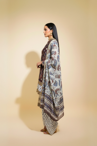 Naseebo Ruby Paisley Hand Block Printed Cotton Farshi Salwar Set