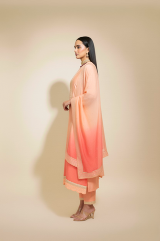 Naseebo Coral Glow Chanderi Silk Kurta Set