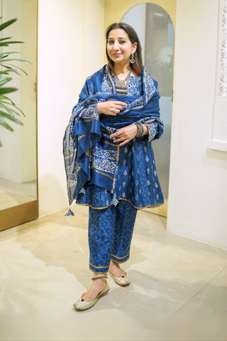 Naseebo Enchanted Garden Indigo Kurta Set