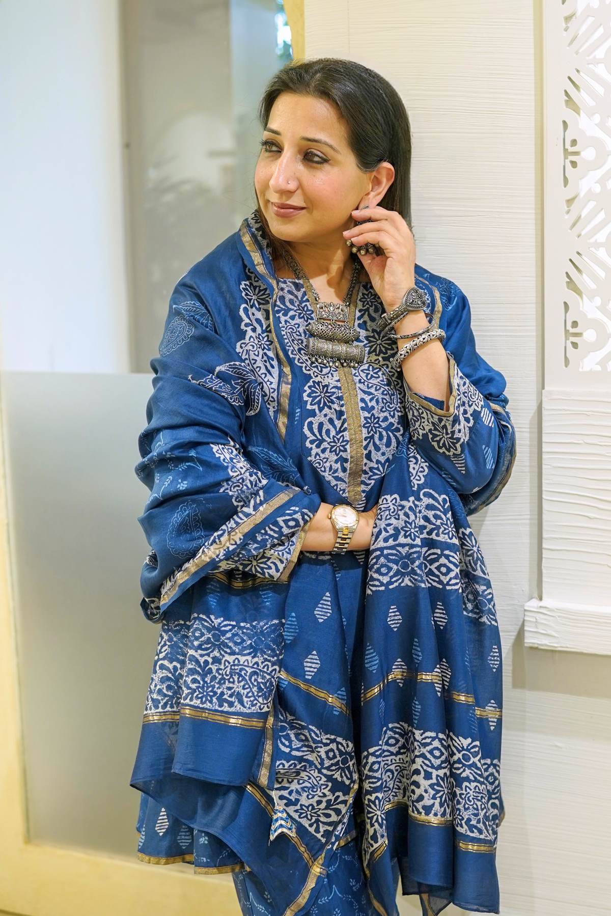 Naseebo Enchanted Garden Indigo Kurta Set