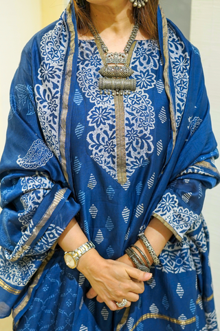 Naseebo Enchanted Garden Indigo Kurta Set