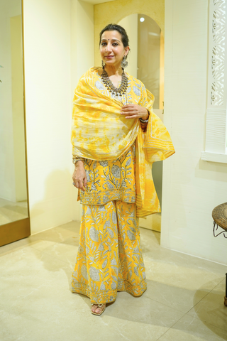 Naseebo Golden Hour Hand Block Printed Sharara Set