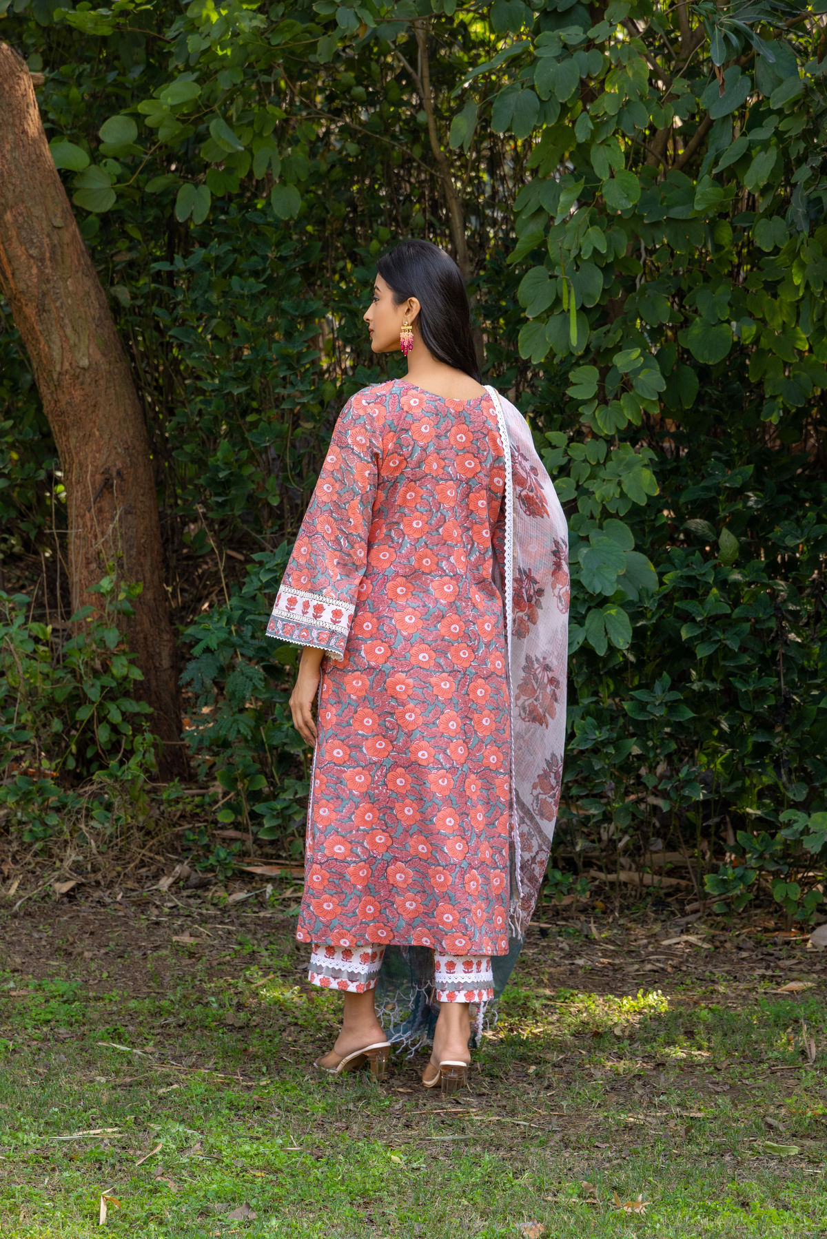Naseebo Rose Grace Hand Block Printed Cotton Kurta Set