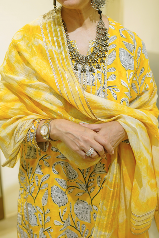 Naseebo Golden Hour Hand Block Printed Sharara Set