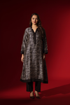 Naseebo Linear Tangle Ebony Ivory Silk Coord Set
