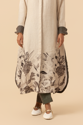 Naseebo Ink Monochrome Linen Premium Co-ord Set