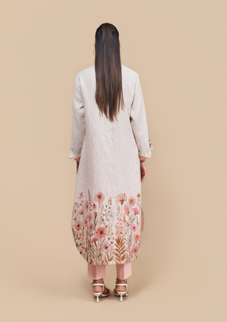Naseebo Ellie Blush Floral Linen Kurta Set