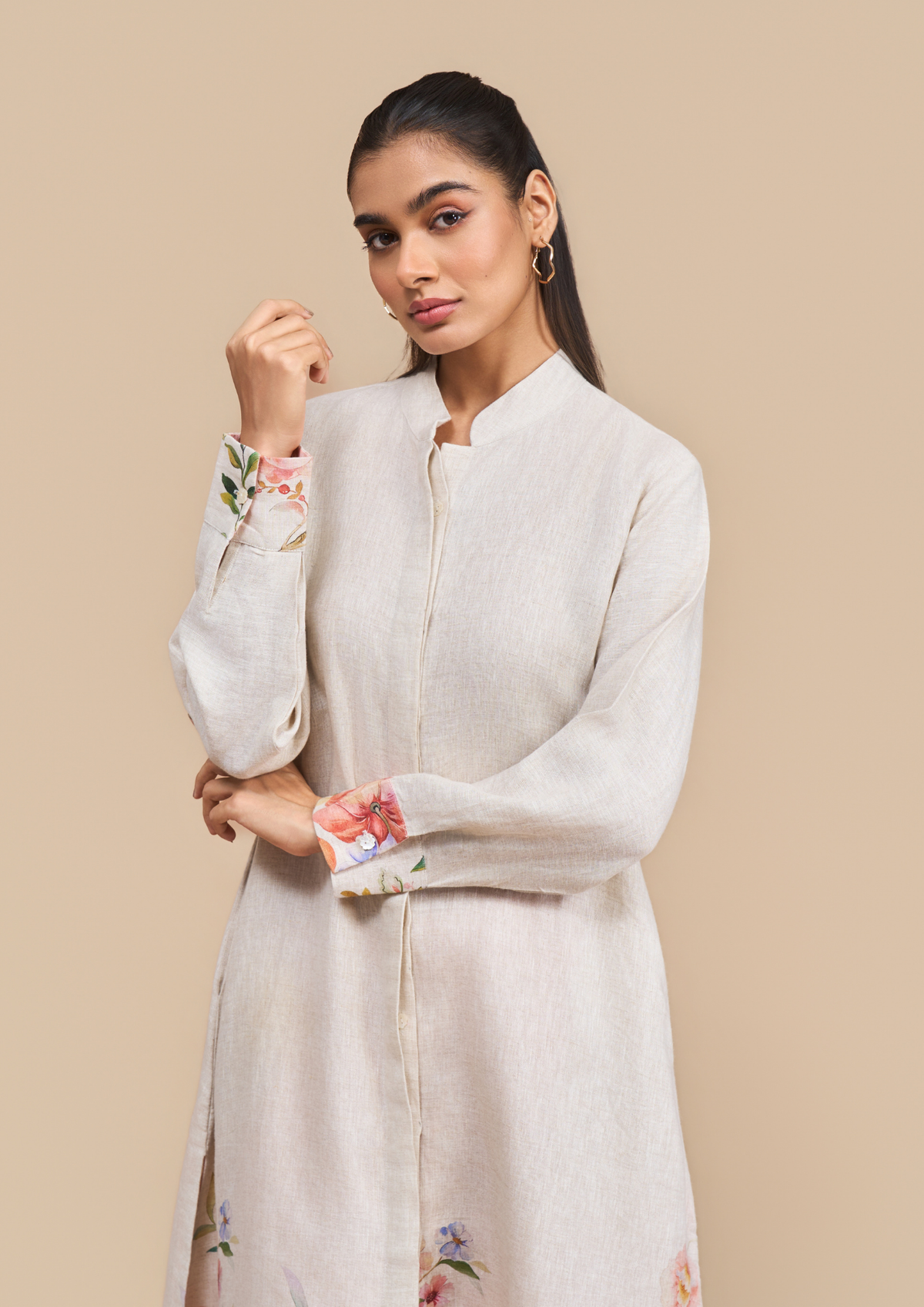 Naseebo Peone Blossom Garden Linen Kurta Set