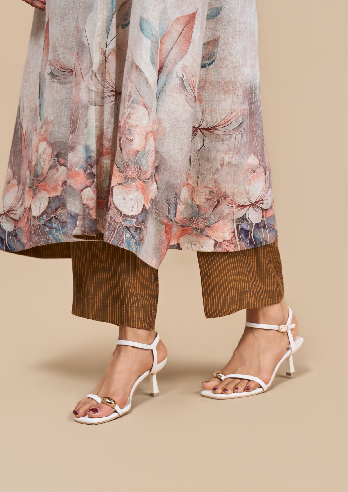 Naseebo  Autumn Bloom Linen Kurta Set