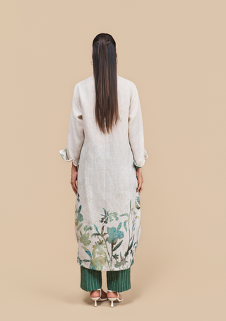 Naseebo Duke Linen Botanical Print Kurta Set