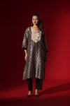 Naseebo Zig Zag Rhythm Ebony Ivory Silk Coord Set