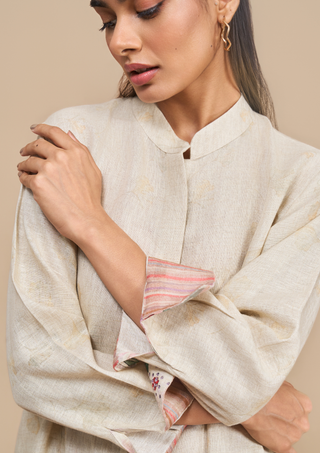 Naseebo Ellie Blush Floral Linen Kurta Set