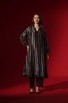 Naseebo Vertical Verse Ebony Ivory Silk Coord Set